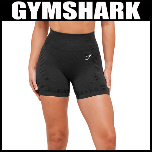 GYMSHARK Vital鲨鱼女高腰提臀无缝瑜伽裤三分短裤撸铁训练健身裤
