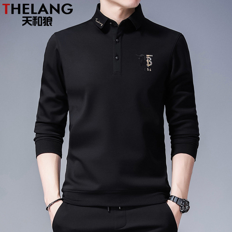 春秋薄款长袖t恤男士中青年翻领polo衫韩版卫衣打底衫男上衣服潮