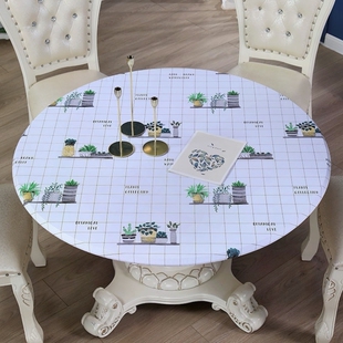 PVC桌布防水防油防烫免洗防滑圆形桌套转盘套家用餐桌加厚卓套