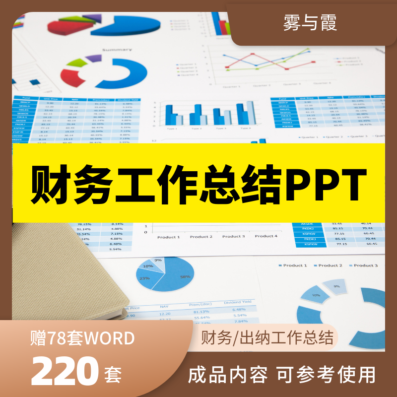 财务数据分析PPT模板报表年度终底述职报告会计出纳工作总结经营