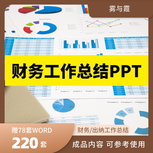 财务数据分析PPT模板报表年度终底述职报告会计出纳工作总结经营