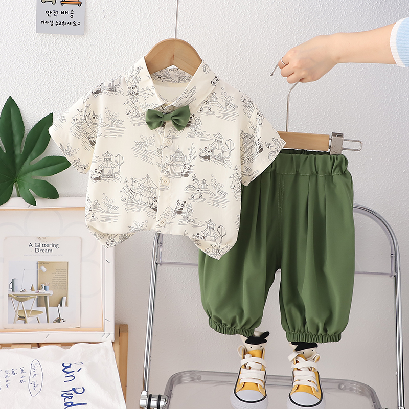 男童夏季短袖衬衫汉服套装