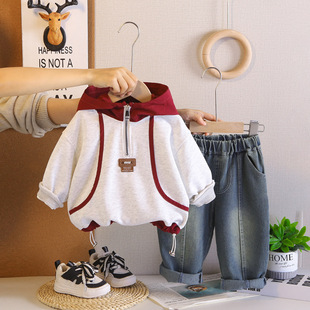男童春装套装2026新款儿童衣服宝宝春秋季连帽卫衣两件套时髦洋气