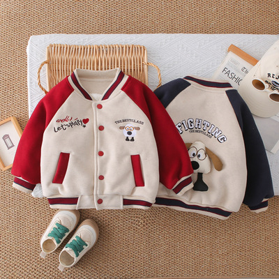 宝宝冬季加绒棒球服毛昵派克