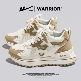 皮面轻便减震休闲运动球鞋 回力秋季 爆款 女2024新款 炸街高帮老爹鞋