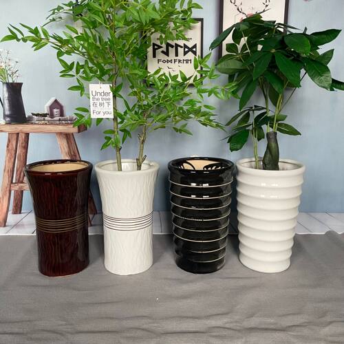 螺纹简约陶瓷陶瓷花盆大缸发财树