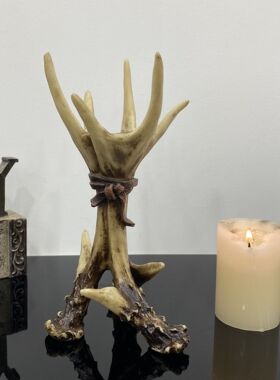 复古鹿角烛台树脂装饰摆件