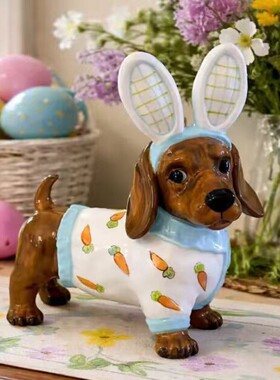 兔子腊肠犬家居桌面卡通装饰摆件