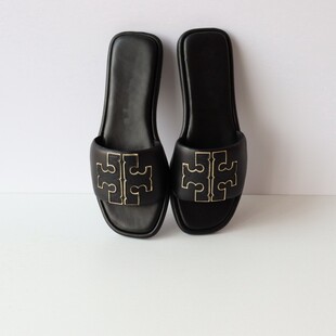 新款 防滑百搭拖鞋 欧美时尚 真皮外穿平底一字拖鞋 女鞋 2023夏季