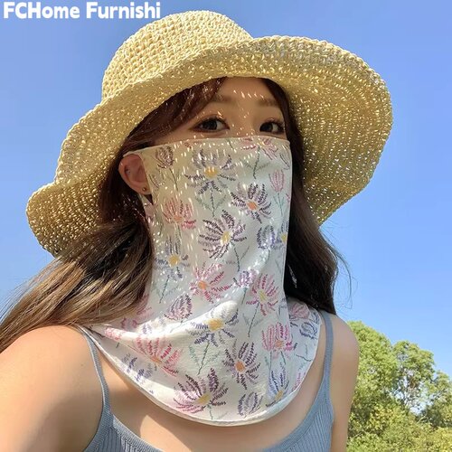 夏季挂耳全脸防晒面纱女款护颈套