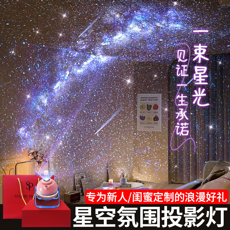 星空灯投影仪小夜灯卧室顶满天星氛围蓝牙音响生日新年礼物送女友