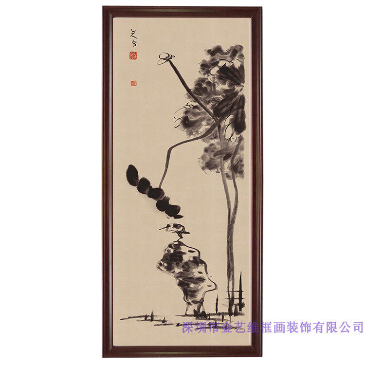 八大山人朱耷 荷花小鸟图宣纸画芯客厅装饰国画名画复制艺术微喷