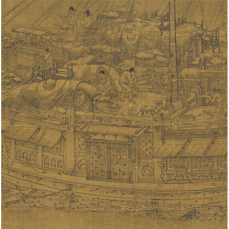 北宋 郭忠恕 雪霁江行图 工笔山水人物画微喷复制装饰画学习临摹