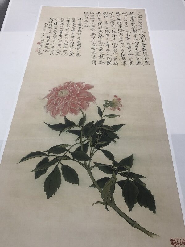 于非庵 大丽花 工笔牡丹国画立轴微喷复制装饰画学习临摹画稿范本