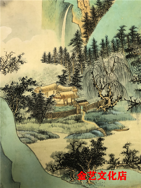 谢稚柳 青绿山水图-高清真迹复制艺术画微喷实木装裱仿真字画名家
