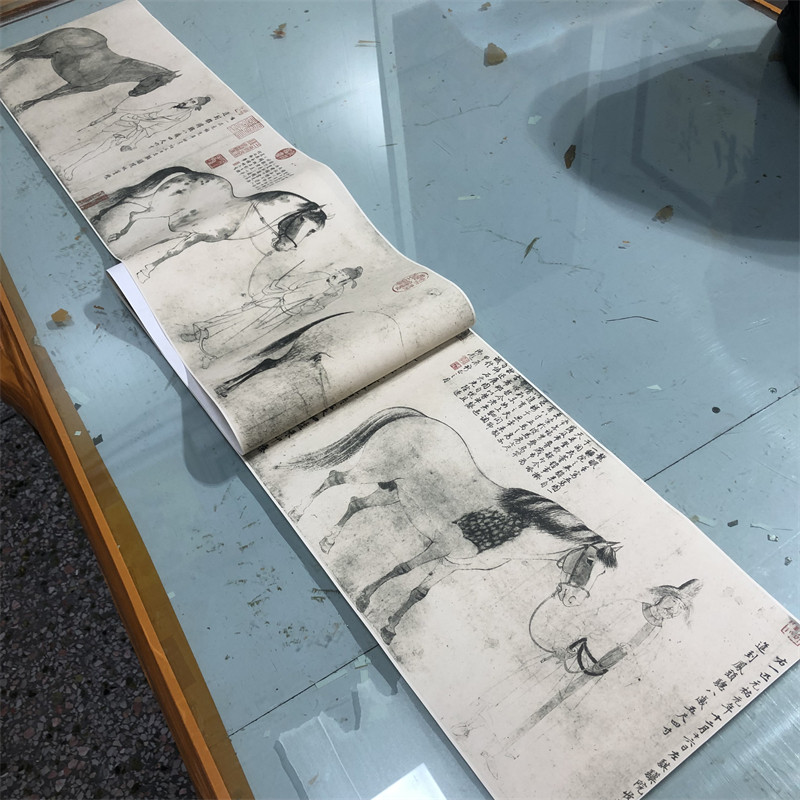 李公麟 五马图 北宋仿古画工笔马画国画微喷复制装饰学习临摹画稿