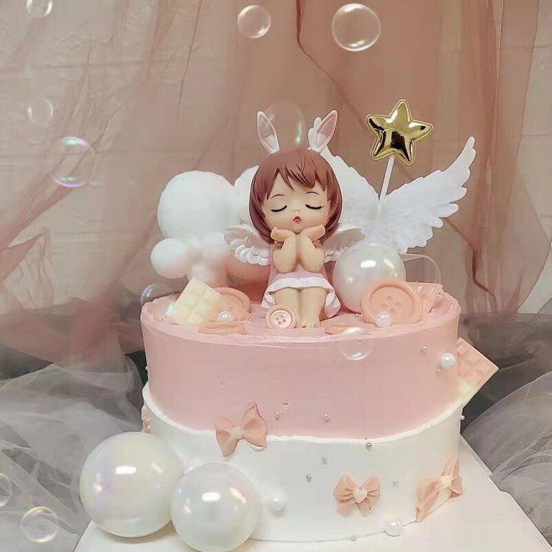 安妮宝贝蛋糕装饰摆件宝宝周岁生日可爱公主许愿天使女孩蛋糕配件
