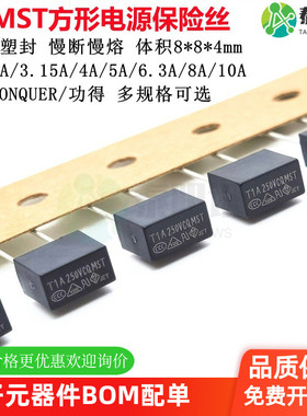 CQ MST方形电源保险丝250V慢断392 T0.5A1A2A3A456810A台湾功德得