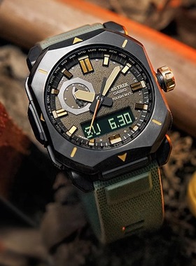 卡西欧手表男正品露营户外徒步运动太阳能电波防水登山表PRW-6100