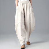 宽松民族风灯笼裤 布琳达女裤 阔腿休闲裤 女春秋大码 大裆棉麻萝卜裤