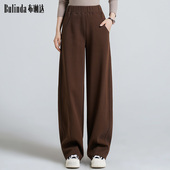 布琳达秋冬窄版 加绒女裤 弯刀卫裤 香蕉拖地裤 阔腿裤 宽松大码 女新款