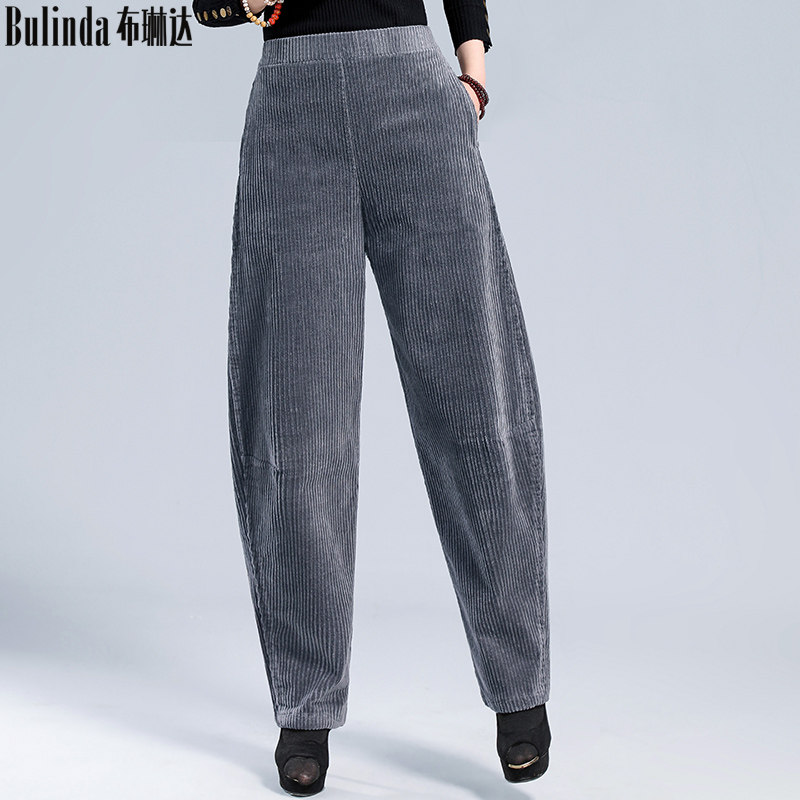 布琳达秋冬高腰灯芯绒复古萝卜裤