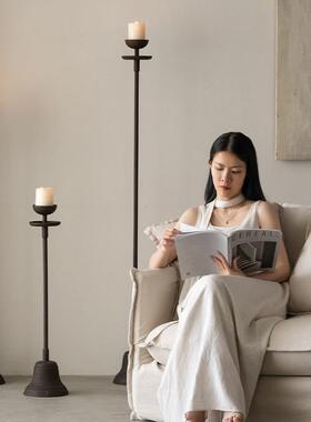 Onlythis法式侘寂风烛台架高级感轻奢落地灯座民宿中古铁艺摆件