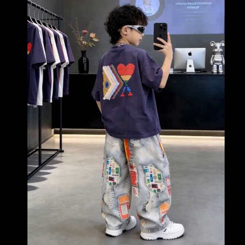 男童新款夏季短袖两件套图片