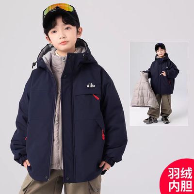 男童新款冬季加厚羽绒冲锋衣