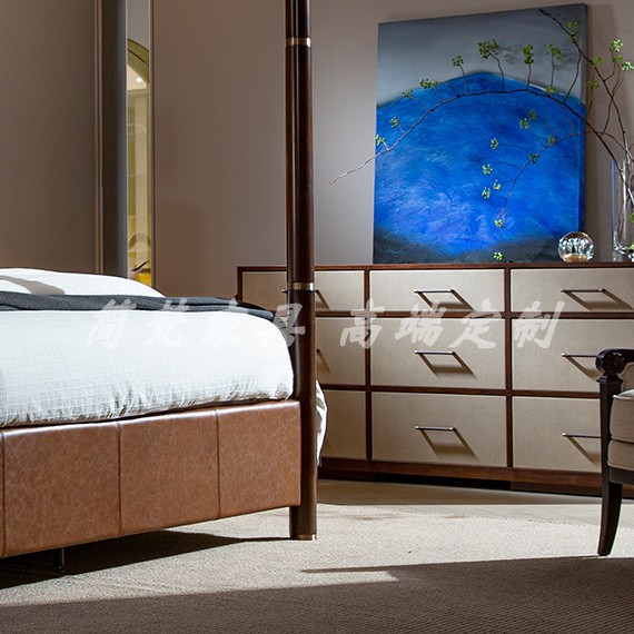 美式现代全实木卧室梳妆柜新款