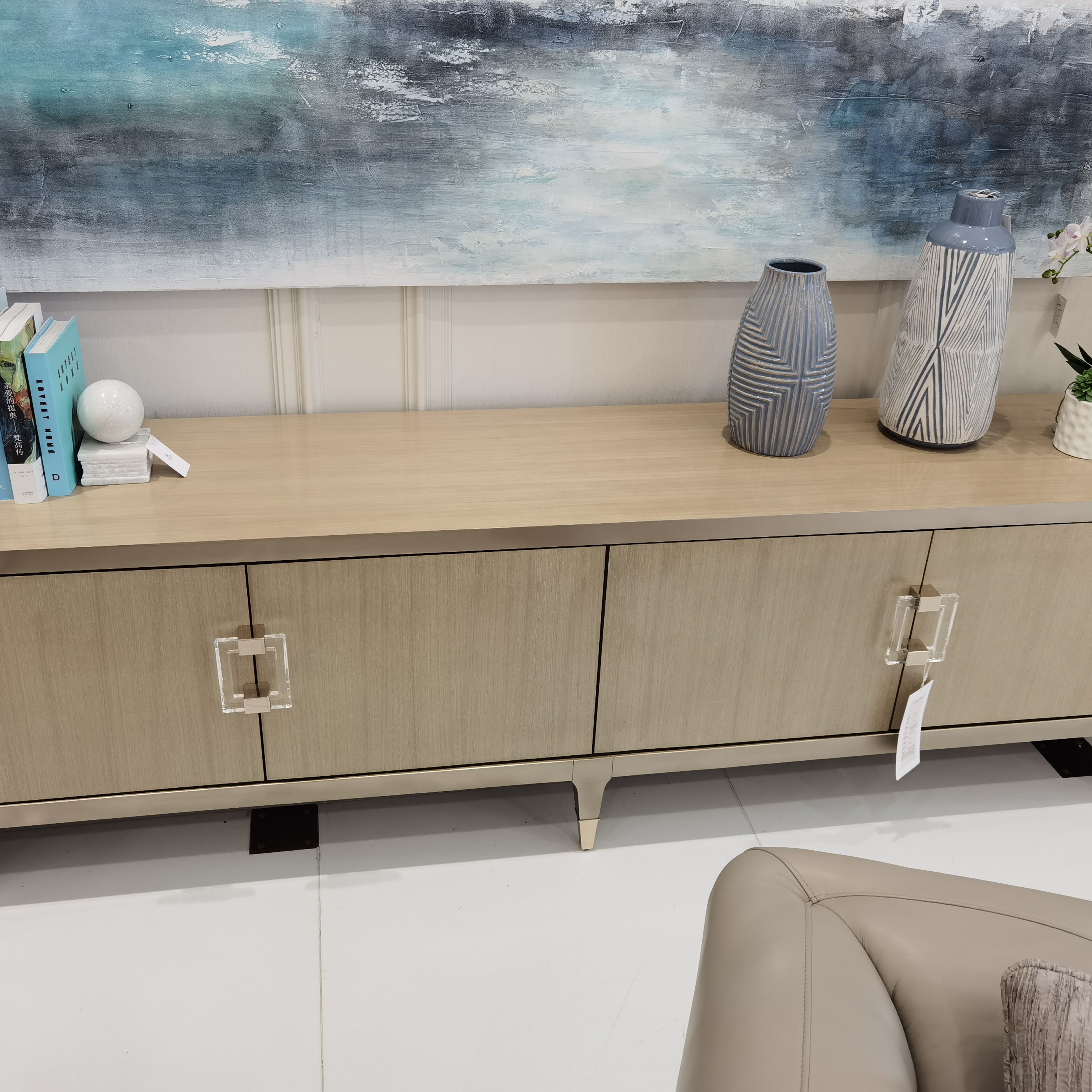 美克新款上市优质电视柜美式轻奢简约电视柜轻奢柜美式实木电视柜