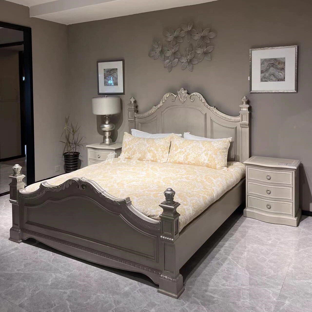 新品美式欧式图尔乐章实木床美克高端art家具美家美式柱子雕花床