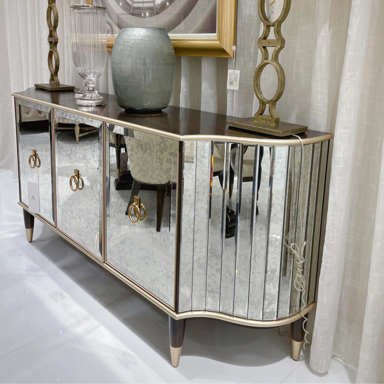 美克家居caracole靠拢壁柜美式轻奢全实木埃弗利装饰柜镜面柜定制