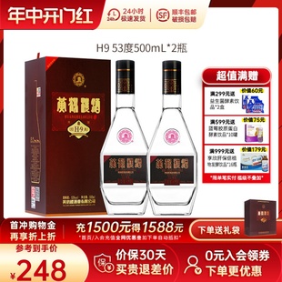 自饮商务聚会送礼酒水 黄鹤楼酒经典 H9清香型白酒53度500ml2瓶装