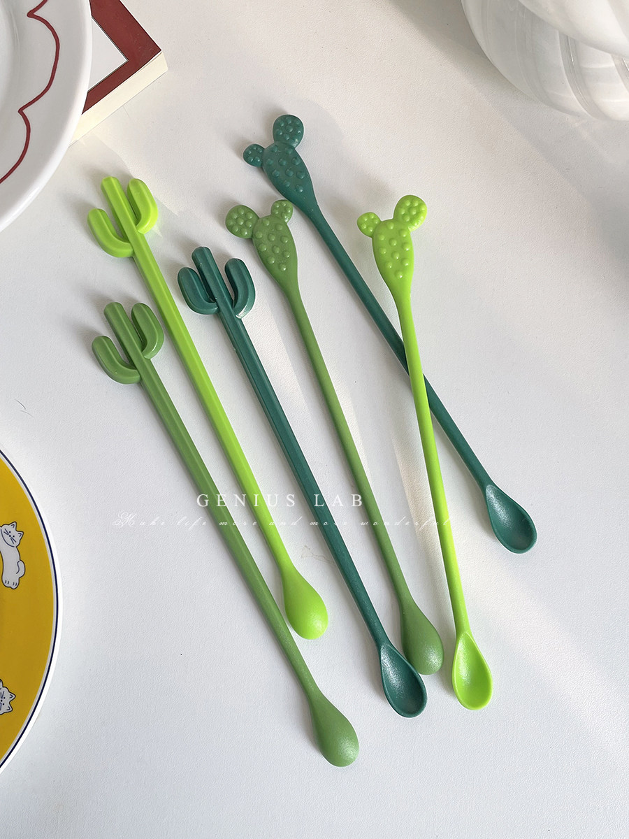 创意仙人掌鸡尾酒饮品塑料搅拌棒图片