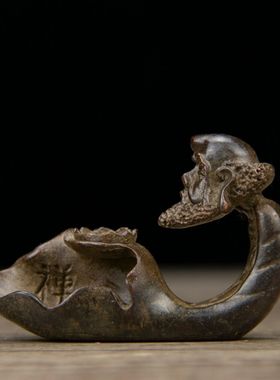 达摩倒流香茶道摆件禅意悟香炉香插熏炉香插5.5*复古2*4厘米54克