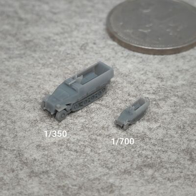 Sdkfz251-D1履带车 树脂白模 1/350/700坦克战车微缩模型 TK016