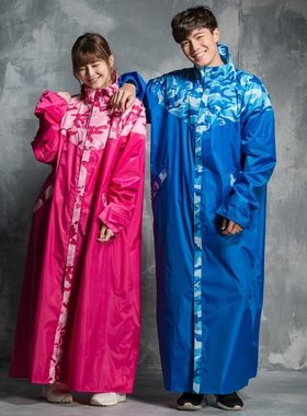 男女单人前开式雨衣 长款连体迷彩雨衣 前开襟电动车专用雨衣雨披