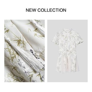 依尚街区L1F28096中国风连衣裙水墨画印花设计