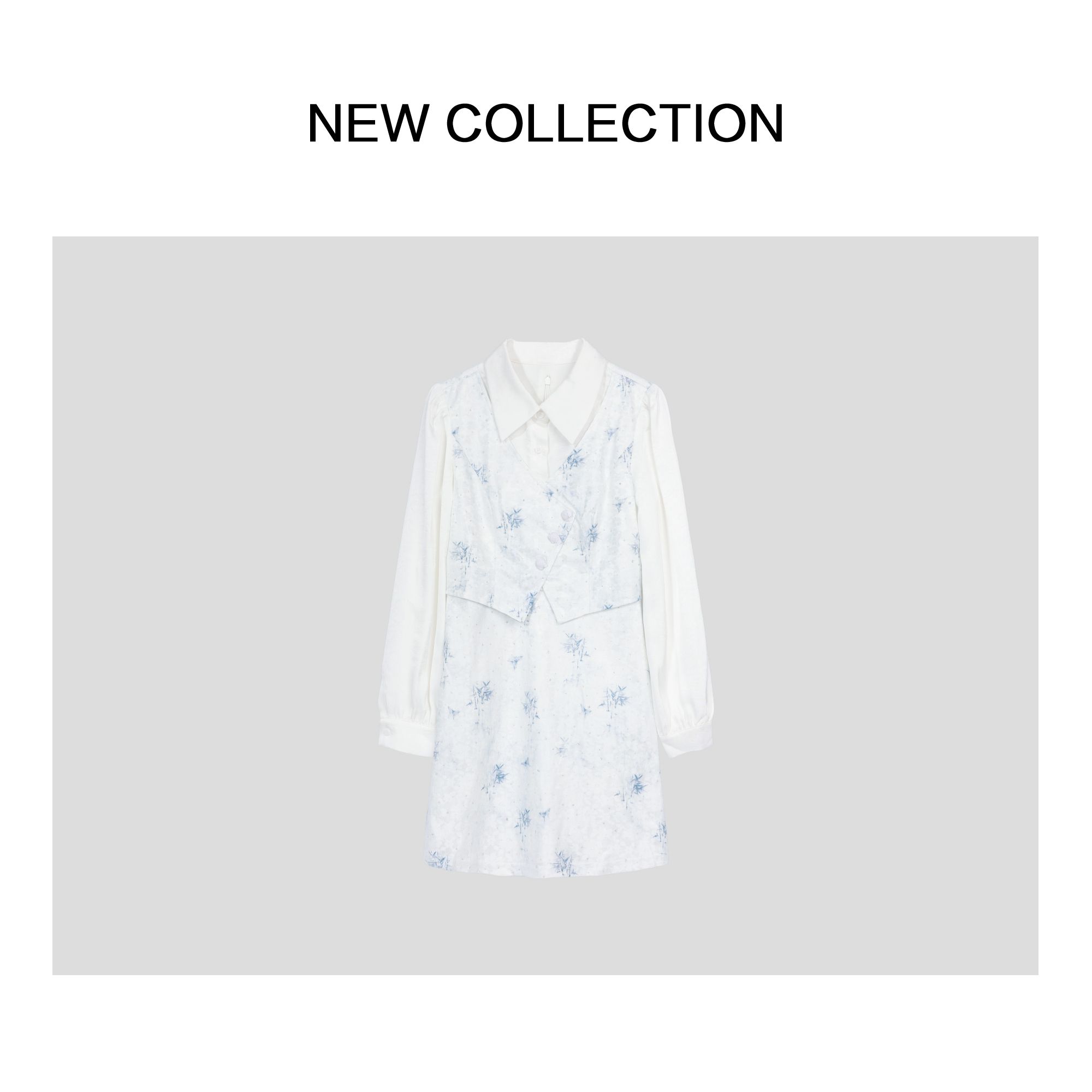 新款时尚碎花长袖连衣裙 L1518025B-8025