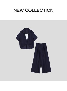 新款百搭吊带+上衣+直筒裤套装 D352506B-52506