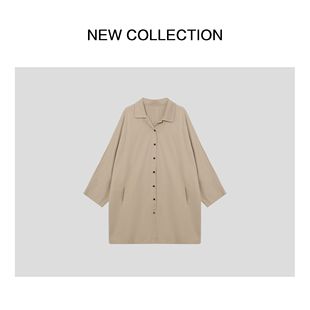 【26春装】休闲翻领单排扣中长款风衣 F3538015