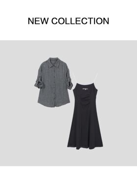 夏季新款黑色两件套D3528010-8010休闲套装裙子吊带