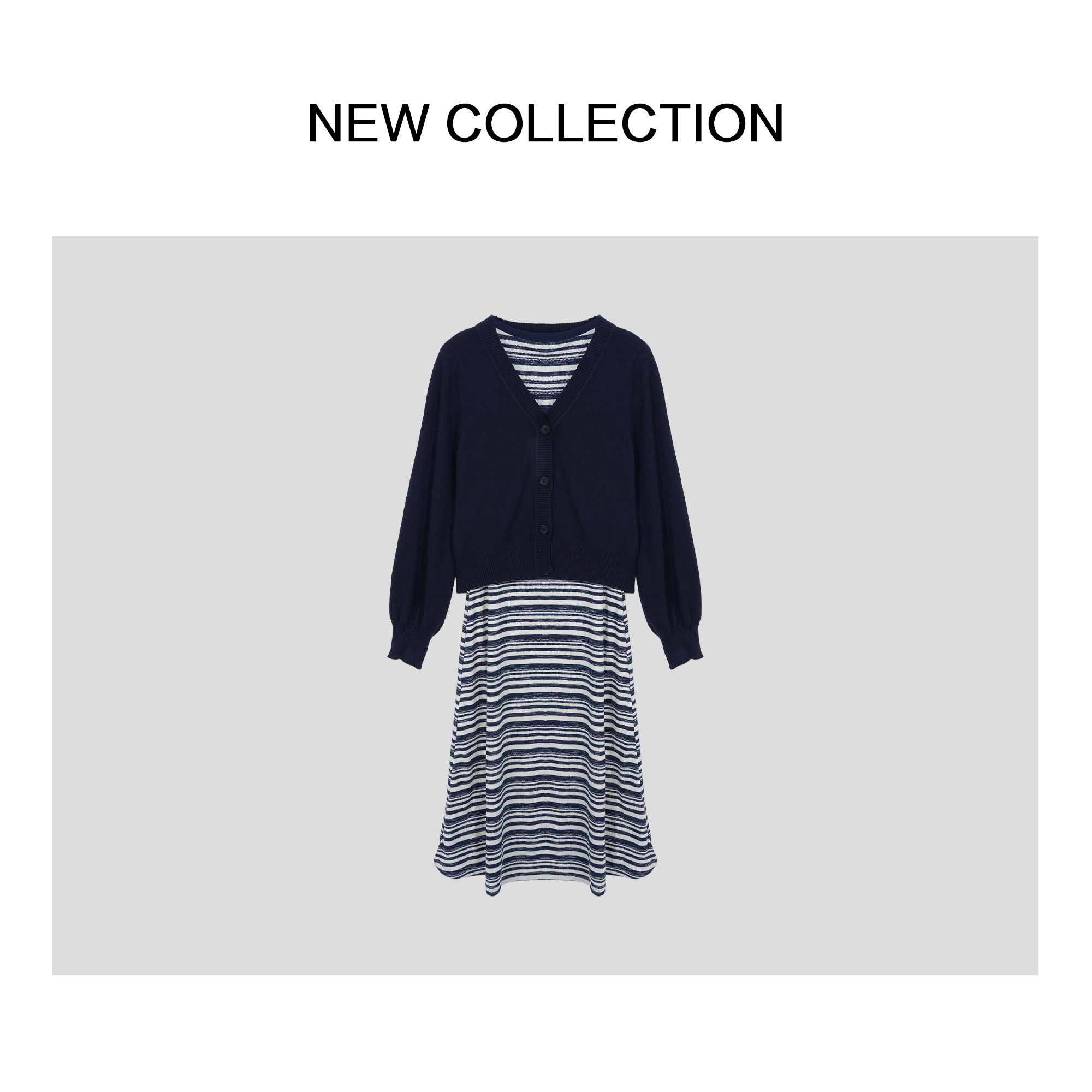 新款时尚潮流线衣+连衣裙套装 D351812B -1812