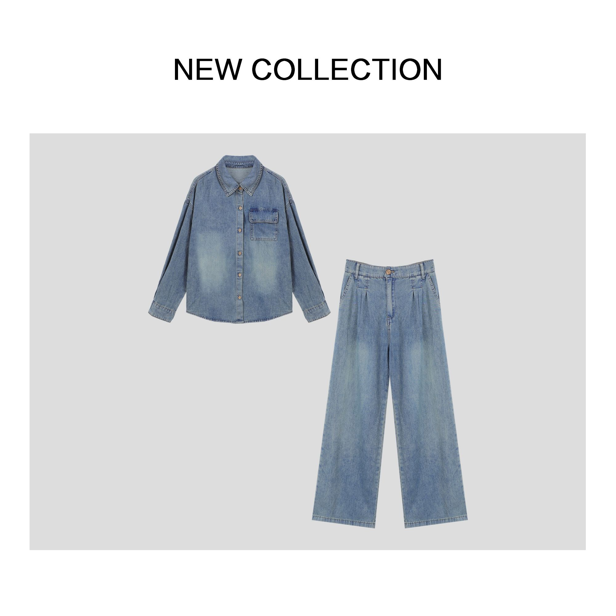 新款百搭牛仔外套+牛仔长裤套装D3538025-8025秋季