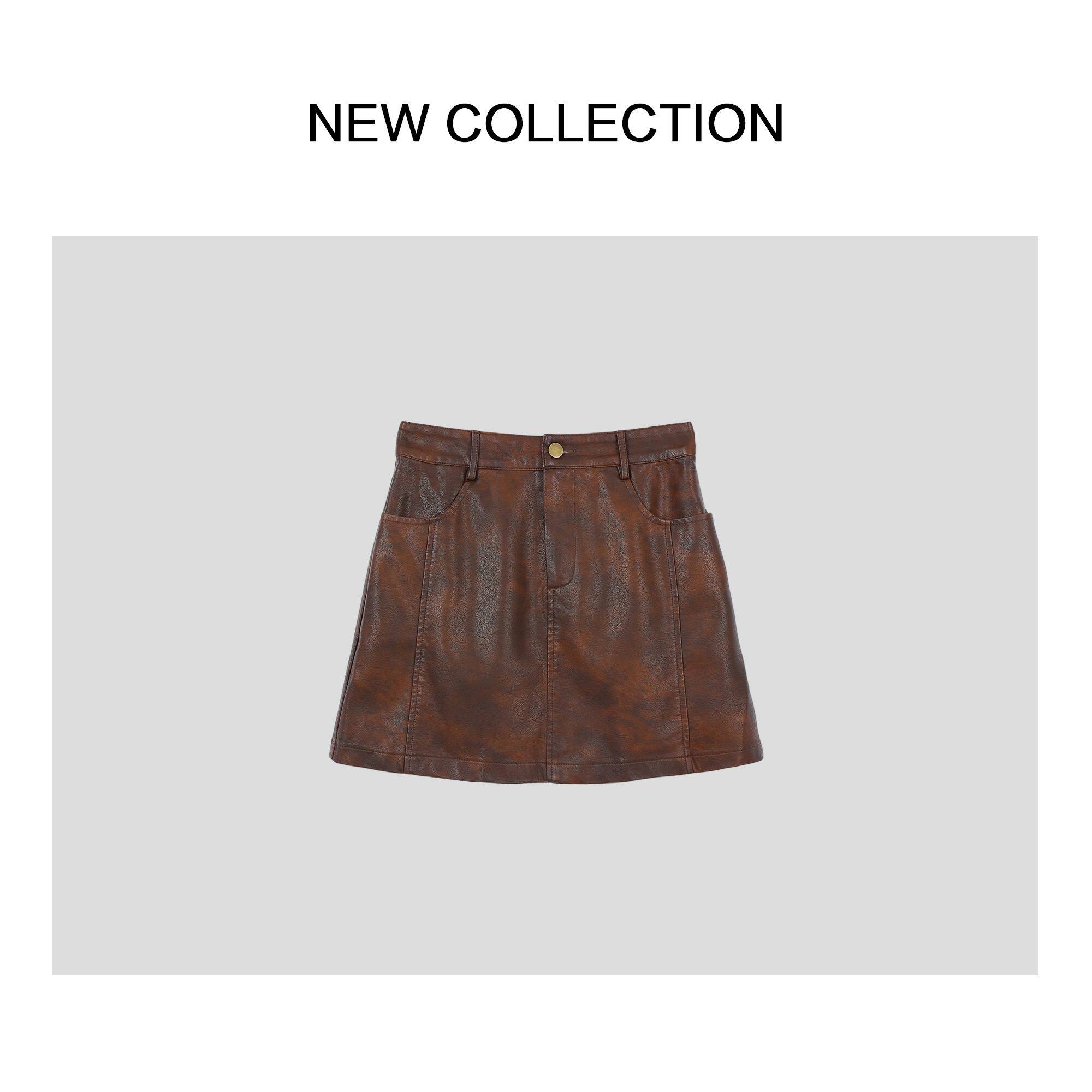 Q3538001复古做旧百搭短裙-8001