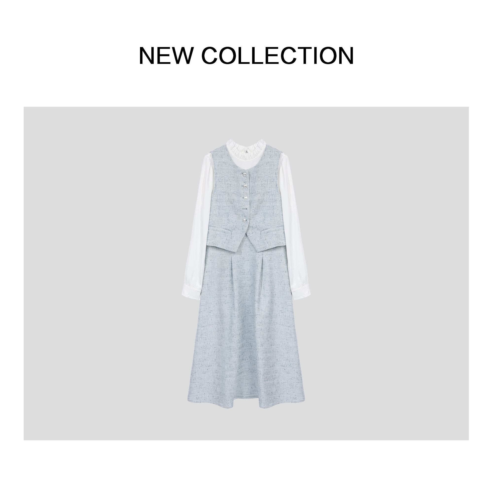 新款时尚经典连衣裙+马甲套装 D1518075B -8075