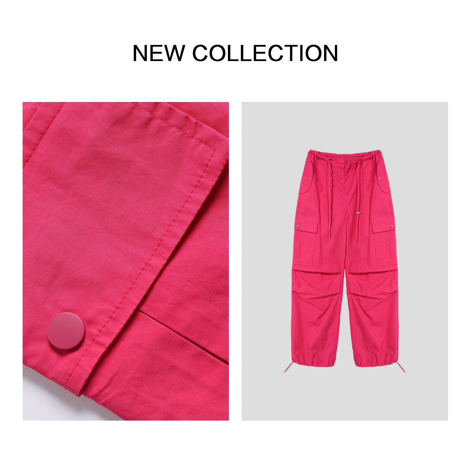 K5F36006A 亮粉多功能口袋宽松工装裤