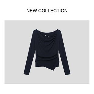 新款小众挂脖装饰长袖T恤 T1538002