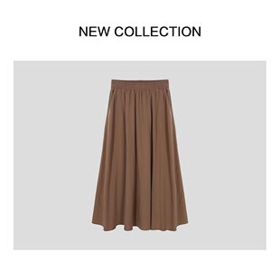 依尚街区高腰A型半身裙法式复古通勤半裙 E3528008 -8008